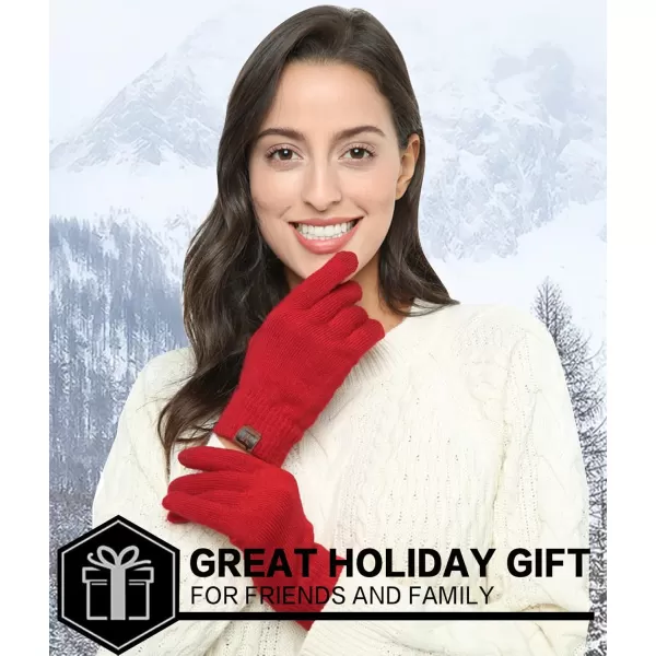FZ FANTASTIC ZONE Womens Winter Touchscreen Wool Magic Gloves Warm Knit Fleece Lined for WomenRed