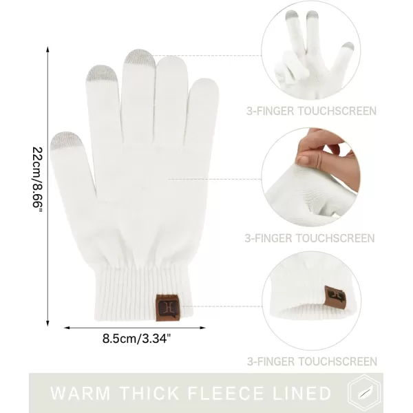 FZ FANTASTIC ZONE Womens Winter Touchscreen Wool Magic Gloves Warm Knit Fleece Lined for WomenWhite