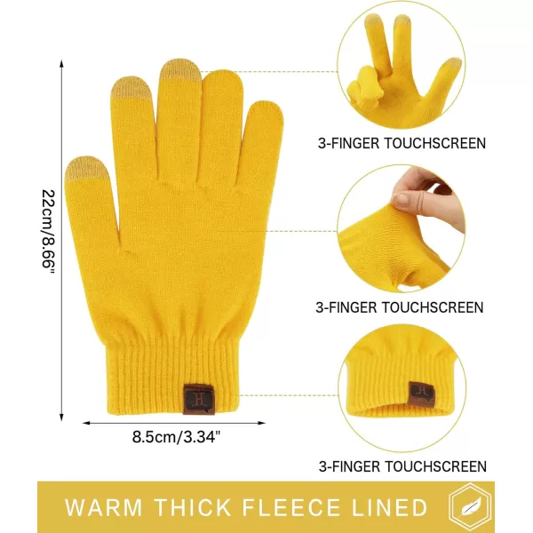 FZ FANTASTIC ZONE Womens Winter Touchscreen Wool Magic Gloves Warm Knit Fleece Lined for WomenYellow