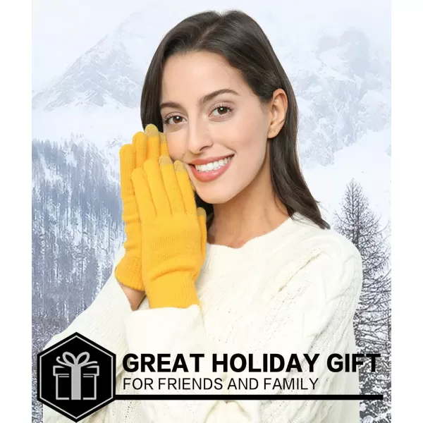 FZ FANTASTIC ZONE Womens Winter Touchscreen Wool Magic Gloves Warm Knit Fleece Lined for WomenYellow