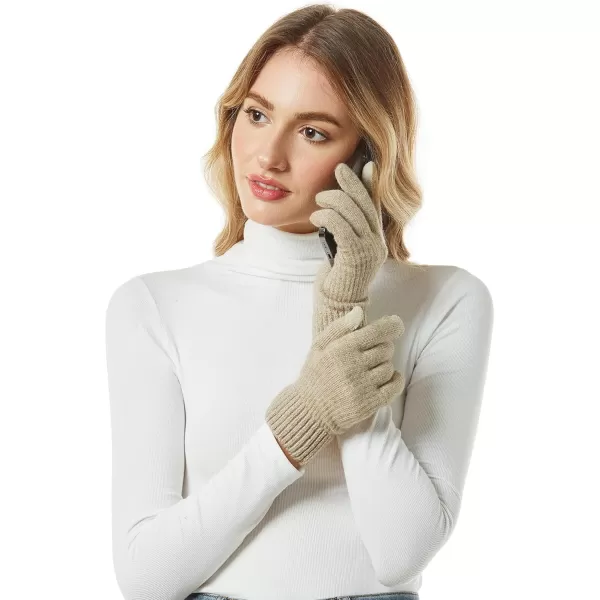 FZ FANTASTIC ZONE Womens Winter Warm Touchscreen Gloves Thermal Knit Cold Weather Gloves for WomenBeige