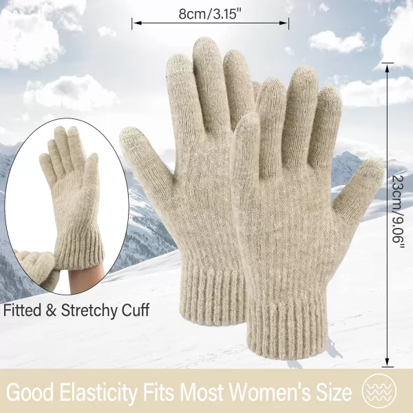 FZ FANTASTIC ZONE Womens Winter Warm Touchscreen Gloves Thermal Knit Cold Weather Gloves for WomenBeige