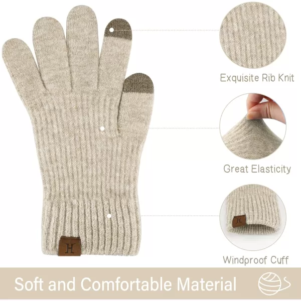 FZ FANTASTIC ZONE Womens Winter Warm Touchscreen Gloves Thermal Knit Cold Weather Gloves for WomenBeige