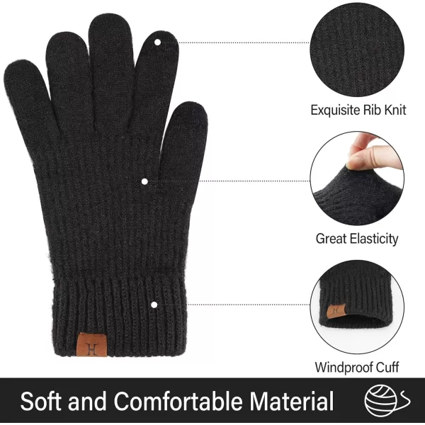 FZ FANTASTIC ZONE Womens Winter Warm Touchscreen Gloves Thermal Knit Cold Weather Gloves for WomenBlack