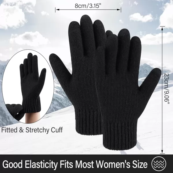FZ FANTASTIC ZONE Womens Winter Warm Touchscreen Gloves Thermal Knit Cold Weather Gloves for WomenBlack