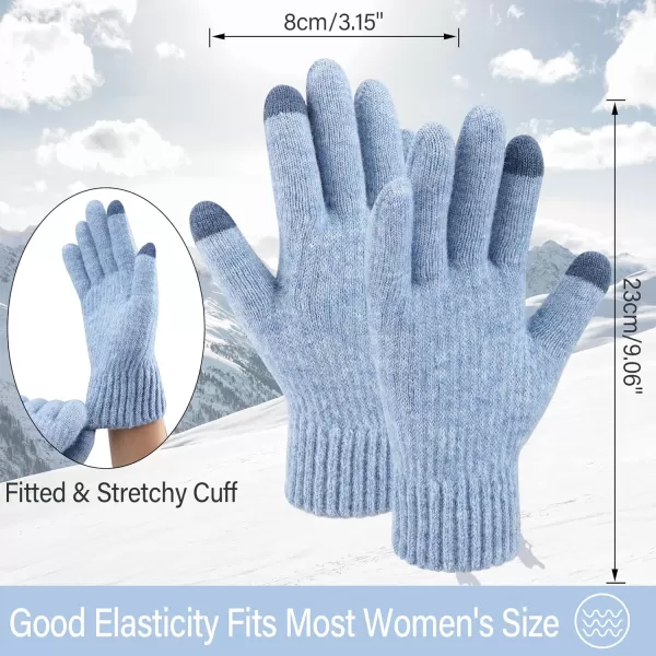 FZ FANTASTIC ZONE Womens Winter Warm Touchscreen Gloves Thermal Knit Cold Weather Gloves for WomenBlue