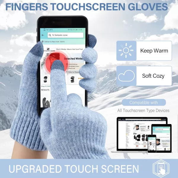 FZ FANTASTIC ZONE Womens Winter Warm Touchscreen Gloves Thermal Knit Cold Weather Gloves for WomenBlue