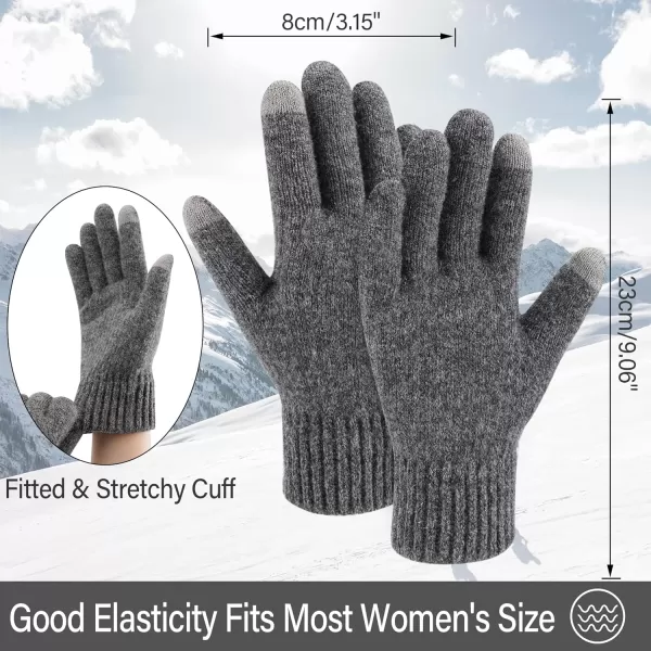FZ FANTASTIC ZONE Womens Winter Warm Touchscreen Gloves Thermal Knit Cold Weather Gloves for WomenDark Grey