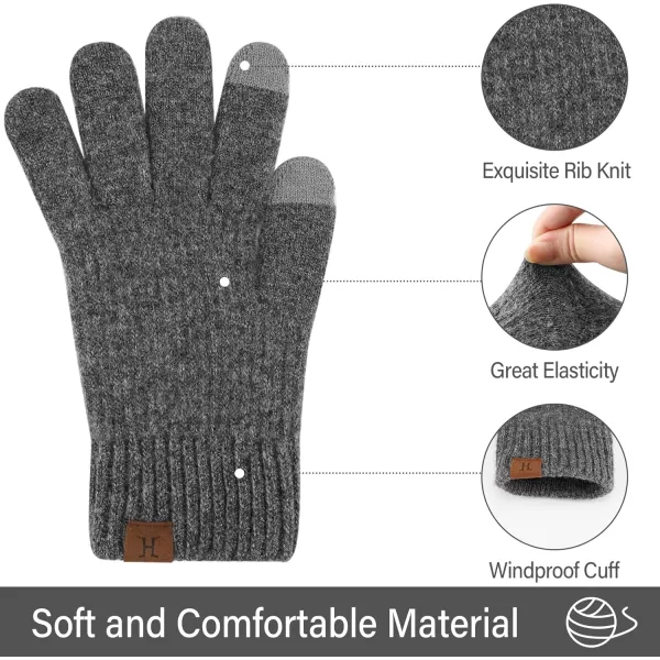 FZ FANTASTIC ZONE Womens Winter Warm Touchscreen Gloves Thermal Knit Cold Weather Gloves for WomenDark Grey