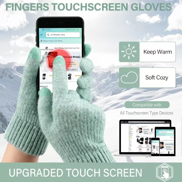 FZ FANTASTIC ZONE Womens Winter Warm Touchscreen Gloves Thermal Knit Cold Weather Gloves for WomenGreen
