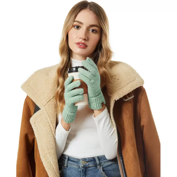 FZ FANTASTIC ZONE Womens Winter Warm Touchscreen Gloves Thermal Knit Cold Weather Gloves for WomenGreen