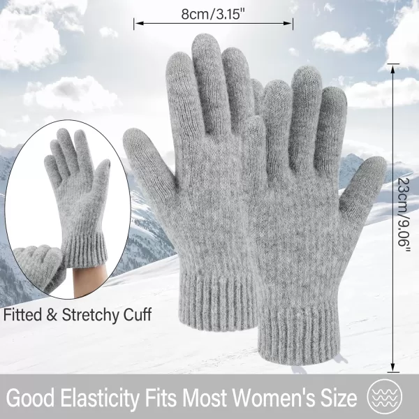 FZ FANTASTIC ZONE Womens Winter Warm Touchscreen Gloves Thermal Knit Cold Weather Gloves for WomenLight Grey