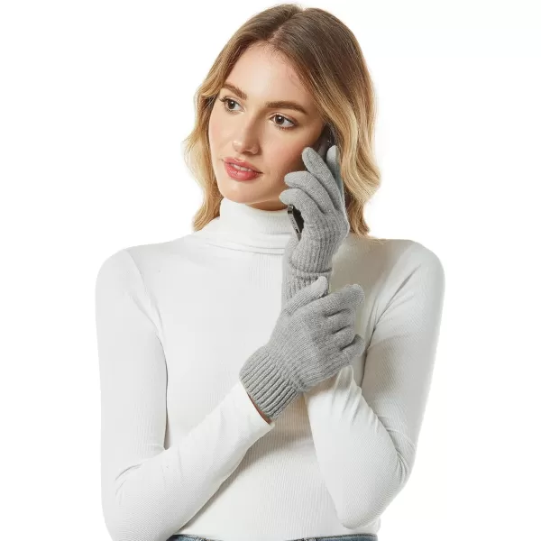 FZ FANTASTIC ZONE Womens Winter Warm Touchscreen Gloves Thermal Knit Cold Weather Gloves for WomenLight Grey