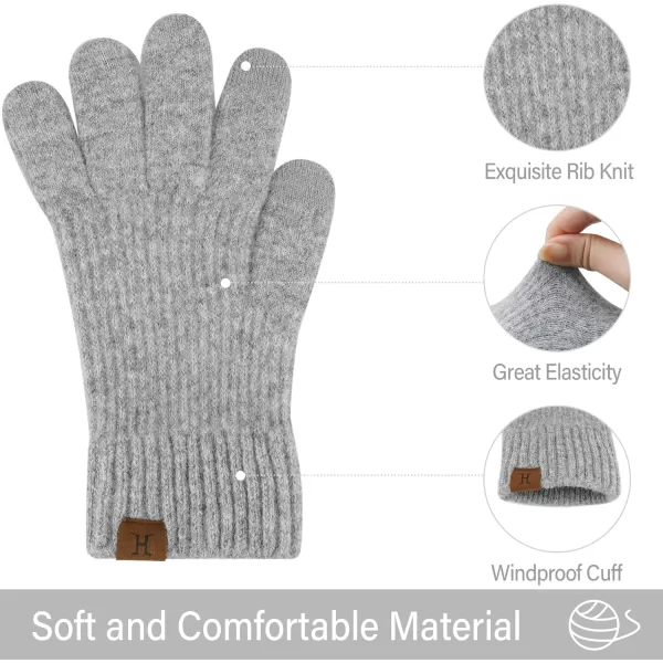 FZ FANTASTIC ZONE Womens Winter Warm Touchscreen Gloves Thermal Knit Cold Weather Gloves for WomenLight Grey
