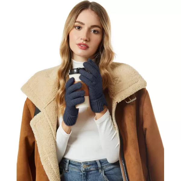 FZ FANTASTIC ZONE Womens Winter Warm Touchscreen Gloves Thermal Knit Cold Weather Gloves for WomenNavy Blue