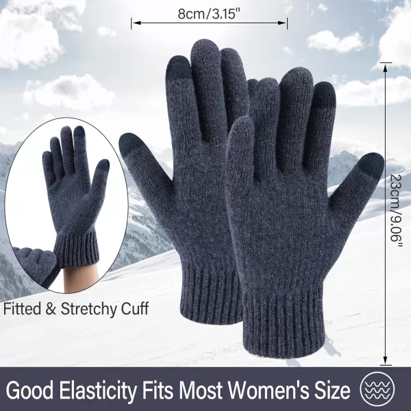 FZ FANTASTIC ZONE Womens Winter Warm Touchscreen Gloves Thermal Knit Cold Weather Gloves for WomenNavy Blue