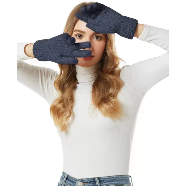 FZ FANTASTIC ZONE Womens Winter Warm Touchscreen Gloves Thermal Knit Cold Weather Gloves for WomenNavy Blue