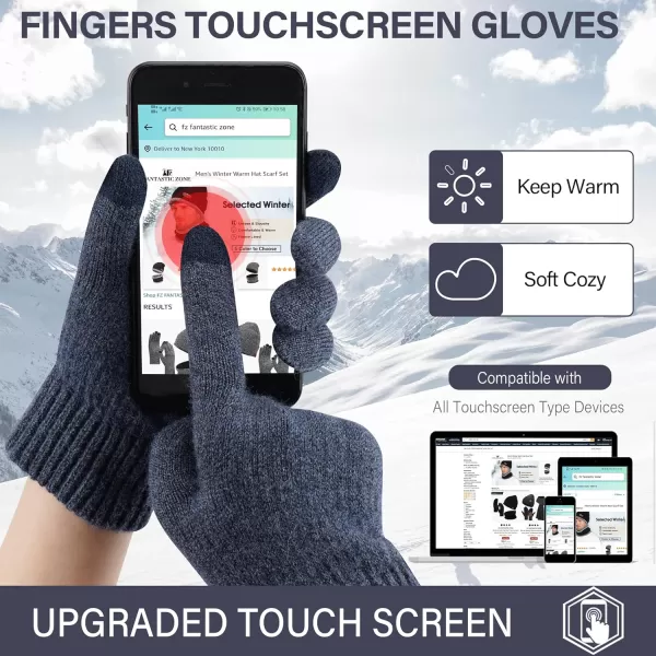 FZ FANTASTIC ZONE Womens Winter Warm Touchscreen Gloves Thermal Knit Cold Weather Gloves for WomenNavy Blue