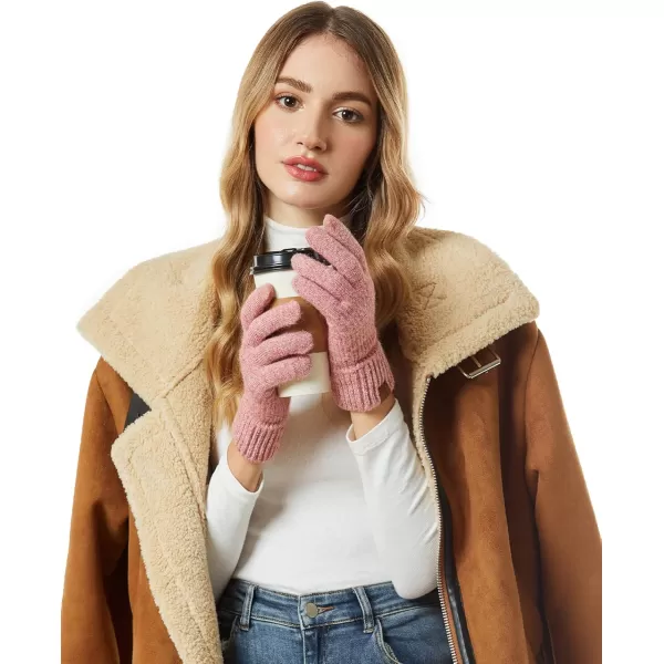FZ FANTASTIC ZONE Womens Winter Warm Touchscreen Gloves Thermal Knit Cold Weather Gloves for WomenPink