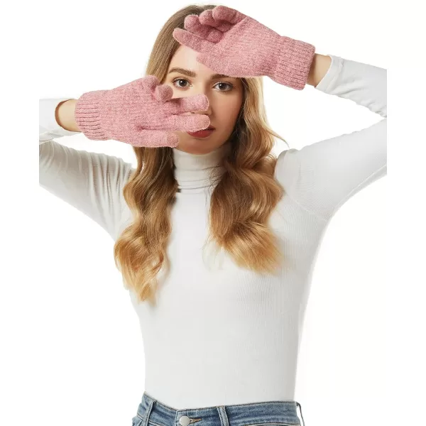 FZ FANTASTIC ZONE Womens Winter Warm Touchscreen Gloves Thermal Knit Cold Weather Gloves for WomenPink