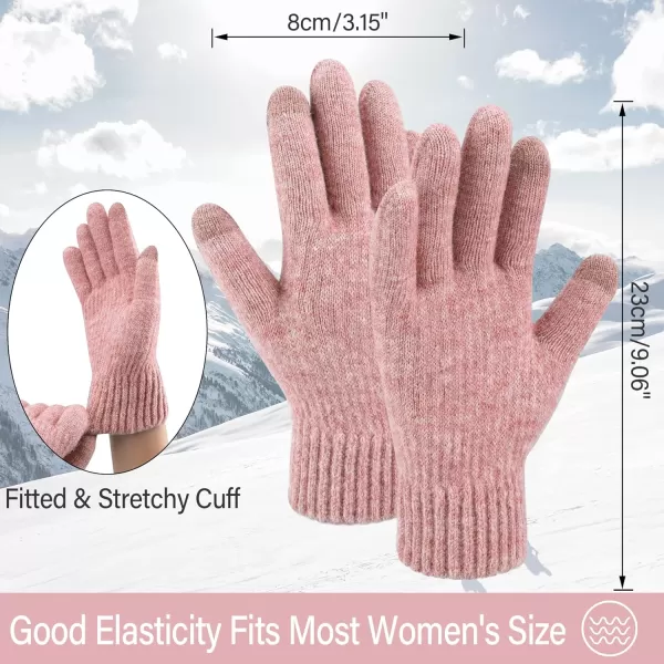FZ FANTASTIC ZONE Womens Winter Warm Touchscreen Gloves Thermal Knit Cold Weather Gloves for WomenPink