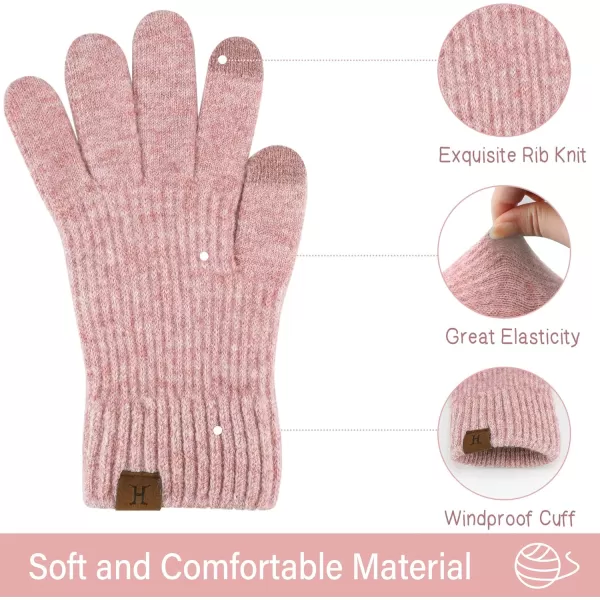 FZ FANTASTIC ZONE Womens Winter Warm Touchscreen Gloves Thermal Knit Cold Weather Gloves for WomenPink