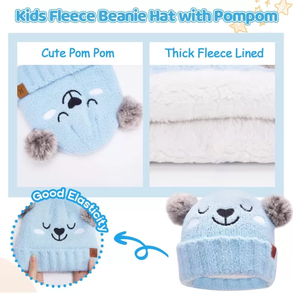Kids Toddlers Winter Beanie Hats Gloves Neck Scarf Warm Knit Set Gifts for 0 6 12 Months 1 2 3 48 Year Old Baby Boys GirlsA Blue