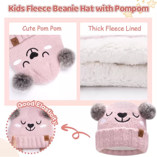 Kids Toddlers Winter Beanie Hats Gloves Neck Scarf Warm Knit Set Gifts for 0 6 12 Months 1 2 3 48 Year Old Baby Boys GirlsA Pink