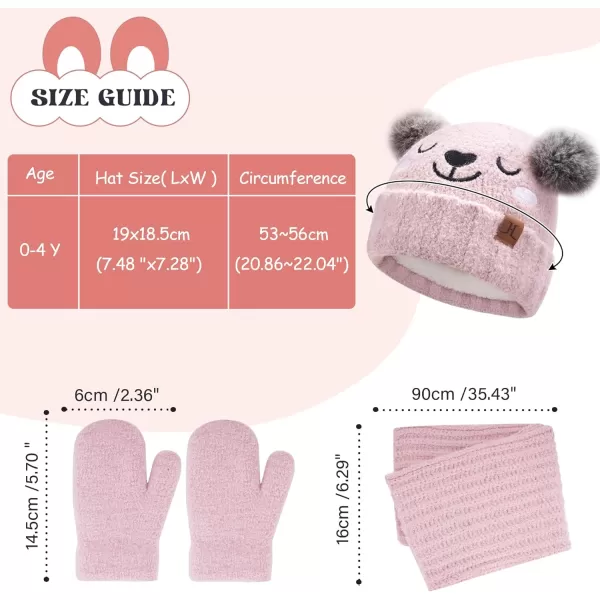 Kids Toddlers Winter Beanie Hats Gloves Neck Scarf Warm Knit Set Gifts for 0 6 12 Months 1 2 3 48 Year Old Baby Boys GirlsA Pink
