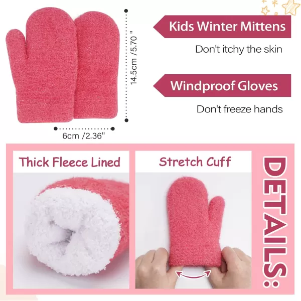 Kids Toddlers Winter Beanie Hats Gloves Neck Scarf Warm Knit Set Gifts for 0 6 12 Months 1 2 3 48 Year Old Baby Boys GirlsA Rose Red