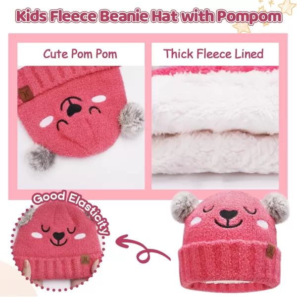 Kids Toddlers Winter Beanie Hats Gloves Neck Scarf Warm Knit Set Gifts for 0 6 12 Months 1 2 3 48 Year Old Baby Boys GirlsA Rose Red