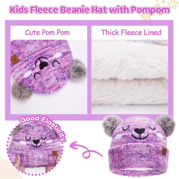 Kids Toddlers Winter Beanie Hats Gloves Neck Scarf Warm Knit Set Gifts for 0 6 12 Months 1 2 3 48 Year Old Baby Boys GirlsA Tiedye Purple