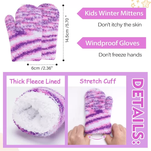 Kids Toddlers Winter Beanie Hats Gloves Neck Scarf Warm Knit Set Gifts for 0 6 12 Months 1 2 3 48 Year Old Baby Boys GirlsA Tiedye Purple