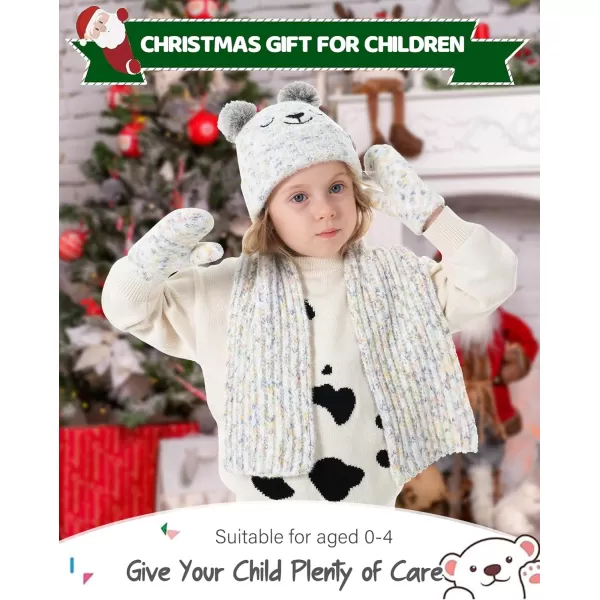 Kids Toddlers Winter Beanie Hats Gloves Neck Scarf Warm Knit Set Gifts for 0 6 12 Months 1 2 3 48 Year Old Baby Boys GirlsA Tiedye White