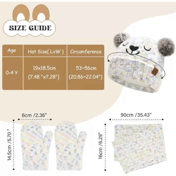 Kids Toddlers Winter Beanie Hats Gloves Neck Scarf Warm Knit Set Gifts for 0 6 12 Months 1 2 3 48 Year Old Baby Boys GirlsA Tiedye White