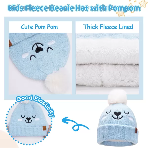 Kids Toddlers Winter Beanie Hats Gloves Neck Scarf Warm Knit Set Gifts for 0 6 12 Months 1 2 3 48 Year Old Baby Boys GirlsB Blue