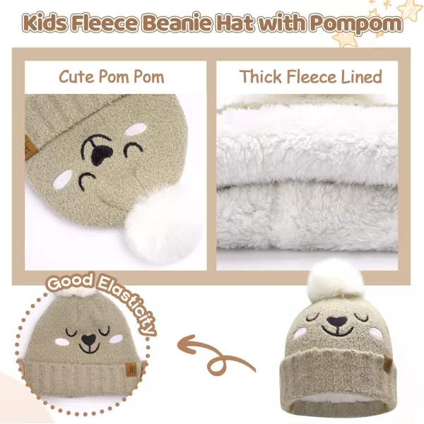 Kids Toddlers Winter Beanie Hats Gloves Neck Scarf Warm Knit Set Gifts for 0 6 12 Months 1 2 3 48 Year Old Baby Boys GirlsB Khaki