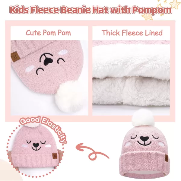 Kids Toddlers Winter Beanie Hats Gloves Neck Scarf Warm Knit Set Gifts for 0 6 12 Months 1 2 3 48 Year Old Baby Boys GirlsB Pink