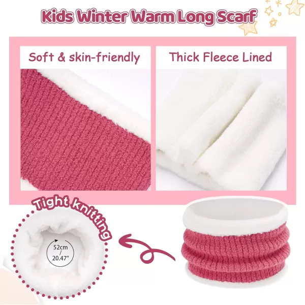 Kids Toddlers Winter Beanie Hats Gloves Neck Scarf Warm Knit Set Gifts for 0 6 12 Months 1 2 3 48 Year Old Baby Boys GirlsB Rose Red