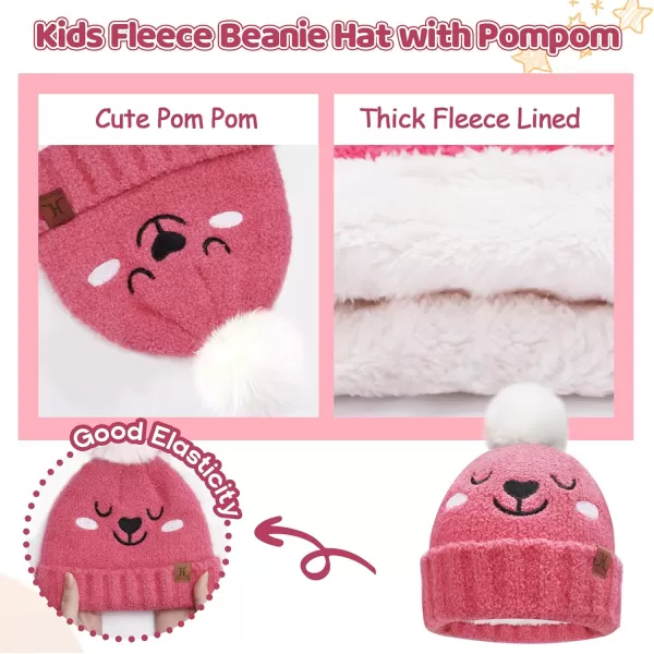 Kids Toddlers Winter Beanie Hats Gloves Neck Scarf Warm Knit Set Gifts for 0 6 12 Months 1 2 3 48 Year Old Baby Boys GirlsB Rose Red