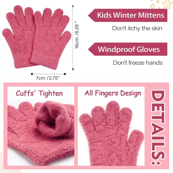 Kids Toddlers Winter Beanie Hats Gloves Neck Scarf Warm Knit Set Gifts for 0 6 12 Months 1 2 3 48 Year Old Baby Boys GirlsB Rose Red