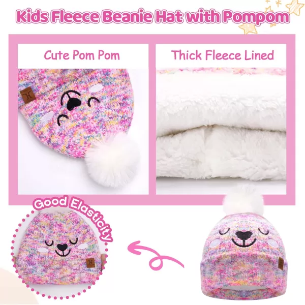 Kids Toddlers Winter Beanie Hats Gloves Neck Scarf Warm Knit Set Gifts for 0 6 12 Months 1 2 3 48 Year Old Baby Boys GirlsB Tiedye Pink