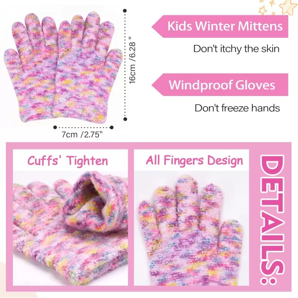 Kids Toddlers Winter Beanie Hats Gloves Neck Scarf Warm Knit Set Gifts for 0 6 12 Months 1 2 3 48 Year Old Baby Boys GirlsB Tiedye Pink