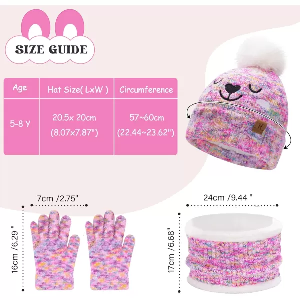Kids Toddlers Winter Beanie Hats Gloves Neck Scarf Warm Knit Set Gifts for 0 6 12 Months 1 2 3 48 Year Old Baby Boys GirlsB Tiedye Pink