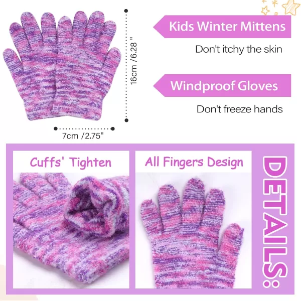 Kids Toddlers Winter Beanie Hats Gloves Neck Scarf Warm Knit Set Gifts for 0 6 12 Months 1 2 3 48 Year Old Baby Boys GirlsB Tiedye Purple