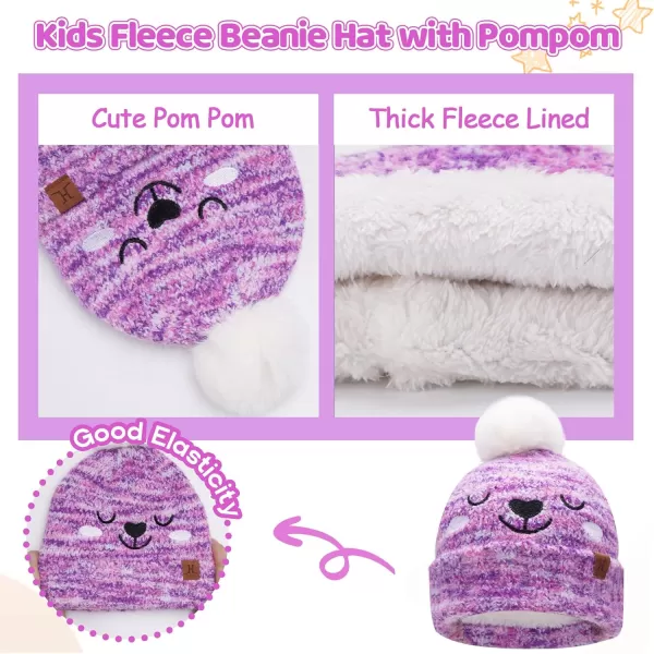 Kids Toddlers Winter Beanie Hats Gloves Neck Scarf Warm Knit Set Gifts for 0 6 12 Months 1 2 3 48 Year Old Baby Boys GirlsB Tiedye Purple