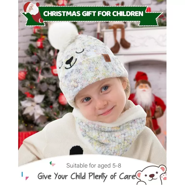 Kids Toddlers Winter Beanie Hats Gloves Neck Scarf Warm Knit Set Gifts for 0 6 12 Months 1 2 3 48 Year Old Baby Boys GirlsB Tiedye White