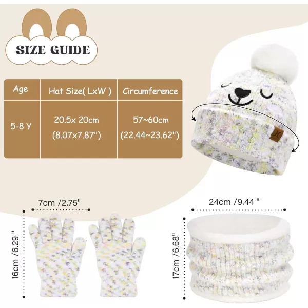 Kids Toddlers Winter Beanie Hats Gloves Neck Scarf Warm Knit Set Gifts for 0 6 12 Months 1 2 3 48 Year Old Baby Boys GirlsB Tiedye White
