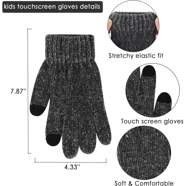 Toddler Boys Girls Winter Warm Knit Beanie Hat Neck Scarf Touchscreen Gloves with Fleece Lined Cap for 310 Year Kid GiftsA Black1