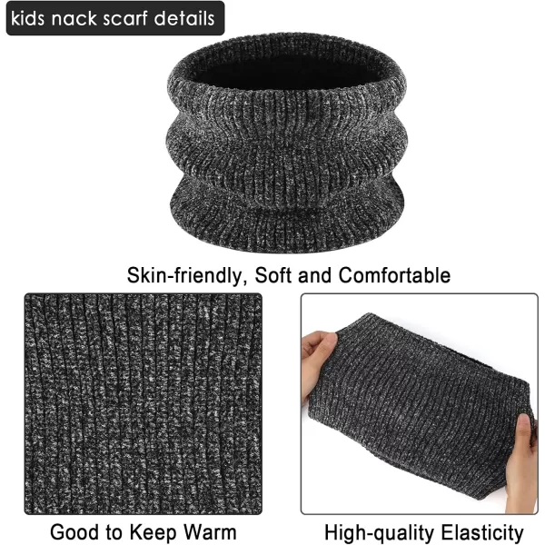 Toddler Boys Girls Winter Warm Knit Beanie Hat Neck Scarf Touchscreen Gloves with Fleece Lined Cap for 310 Year Kid GiftsA Black1